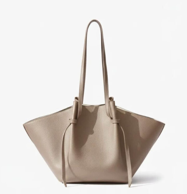Beige Trapeze Tote Bag – Fan Silhouette Shoulder Bag