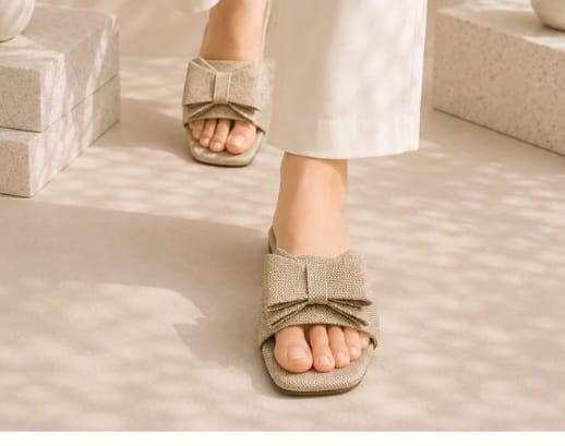 Flat Sandals with Knotted Leather Strap