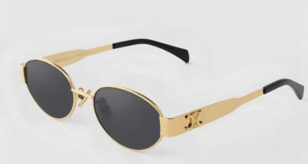 Gold Oval Sunglasses – Retro Metal Frame with Dark Lens