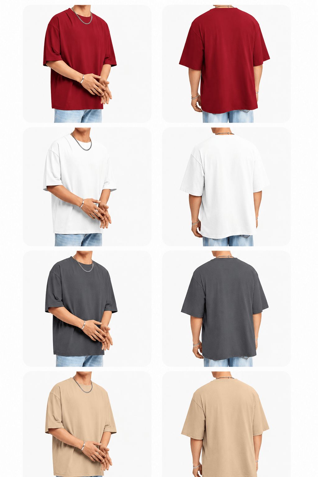 Men's Oversized Plain T-Shirt – Drop Shoulder Basic Tee