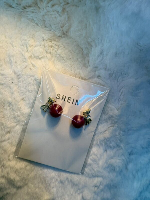 Red Bow Cherry Earrings