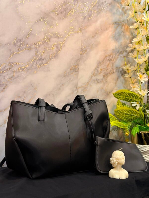 Black Tote Bag with Matching Pouch