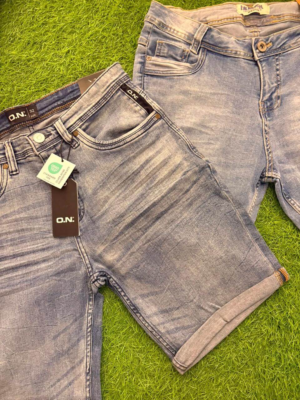 O.N. Belted Denim Shorts (Light Wash)