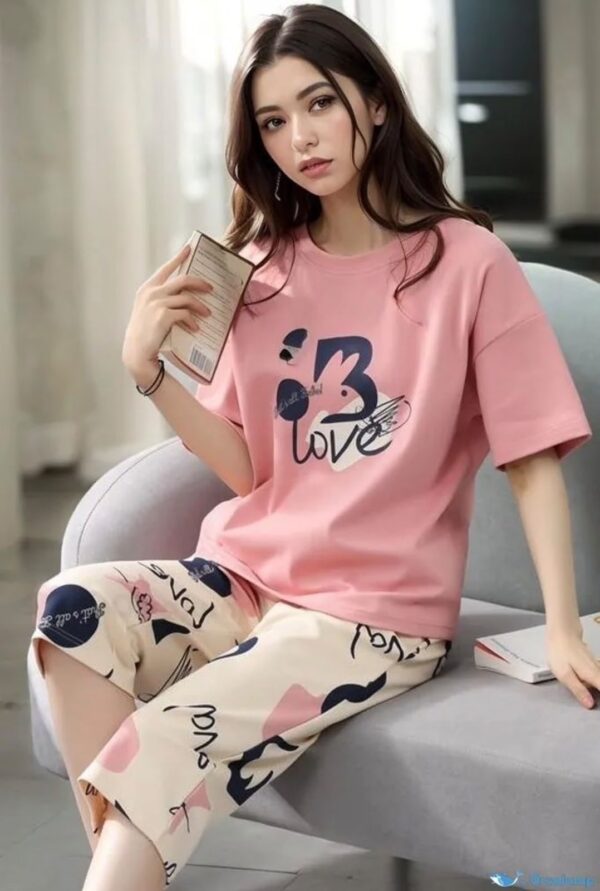 Ladies Cotton Suit - Pink Oversized Love